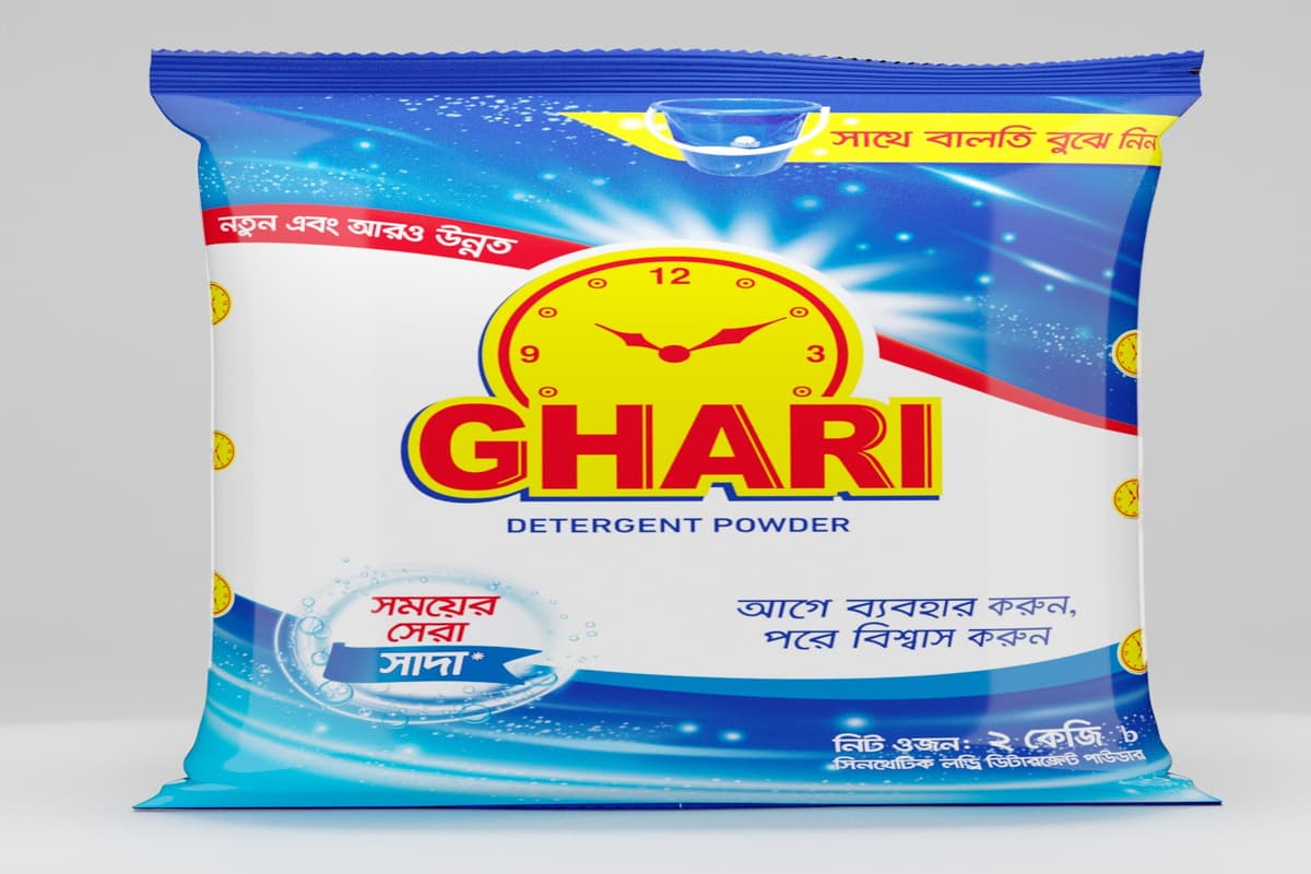  1 kg Ghari Detergent Powder; High Cleaning Strength Bacteria Tenacious Stains Remover 